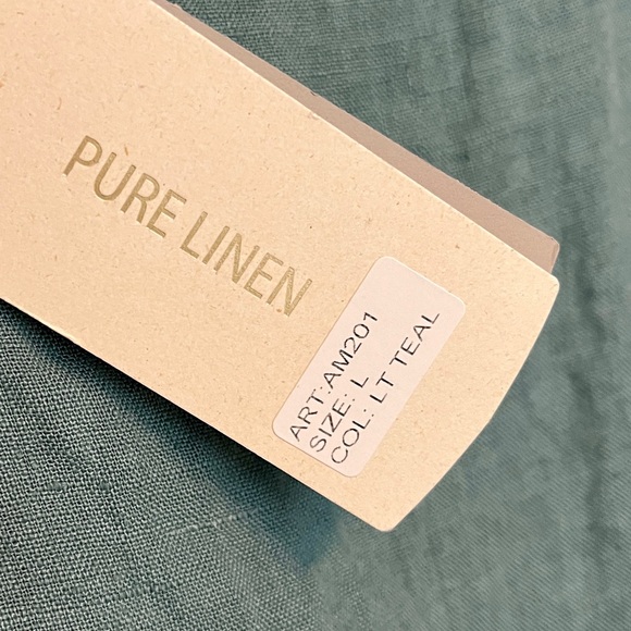 New Bellambra Sequin Trim Light Teal Linen Dolman Sleeve Top size large - Picture 6 of 7